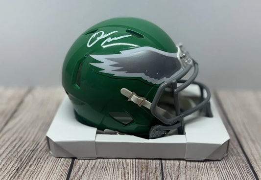 PHILADELPHIA EAGLES QUINYON MITCHELL SIGNED KELLY GREEN MINI HELMET JSA COA