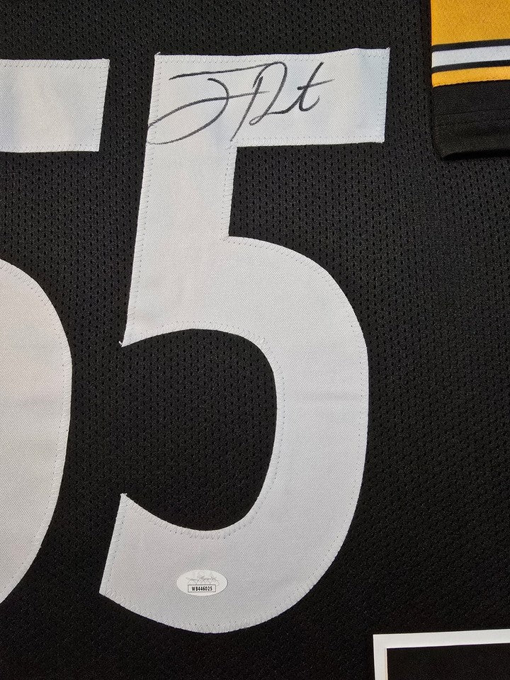 PITTSBURGH STEELERS FRAMED JOEY PORTER SR SIGNED BLACK CUSTOM JERSEY JSA