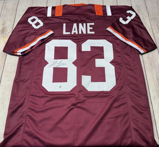 VIRGINIA TECH HOKIES JAYLIN LANE SIGNED MAROON CUSTOM JERSEY BECKETT COA!!!