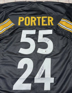 Dual Joey Porter SR JR Autographed Pittsburgh Steelers Black Custom Jersey – JSA COA